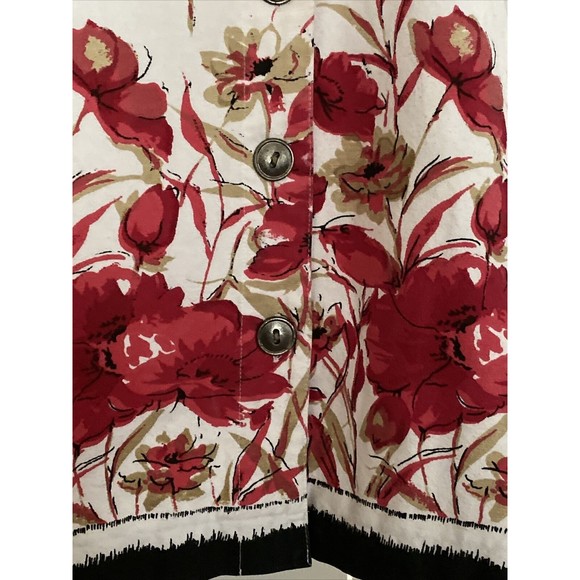 Liz Baker Woman Jacket Red Tan Floral Lined Size 2X Large Button Front C… - Picture 4 of 9